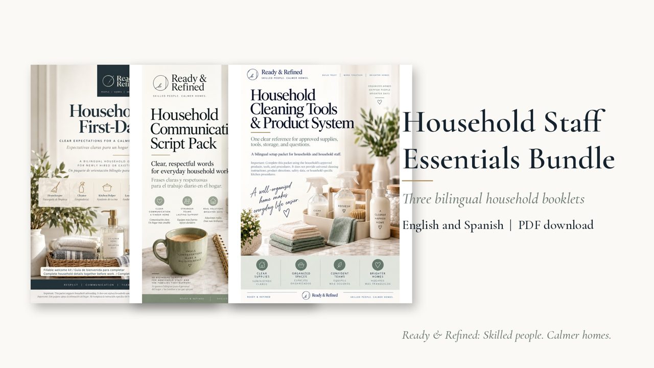 Household Staff Essentials Bundle: bilingual English and Spanish PDF for household staff