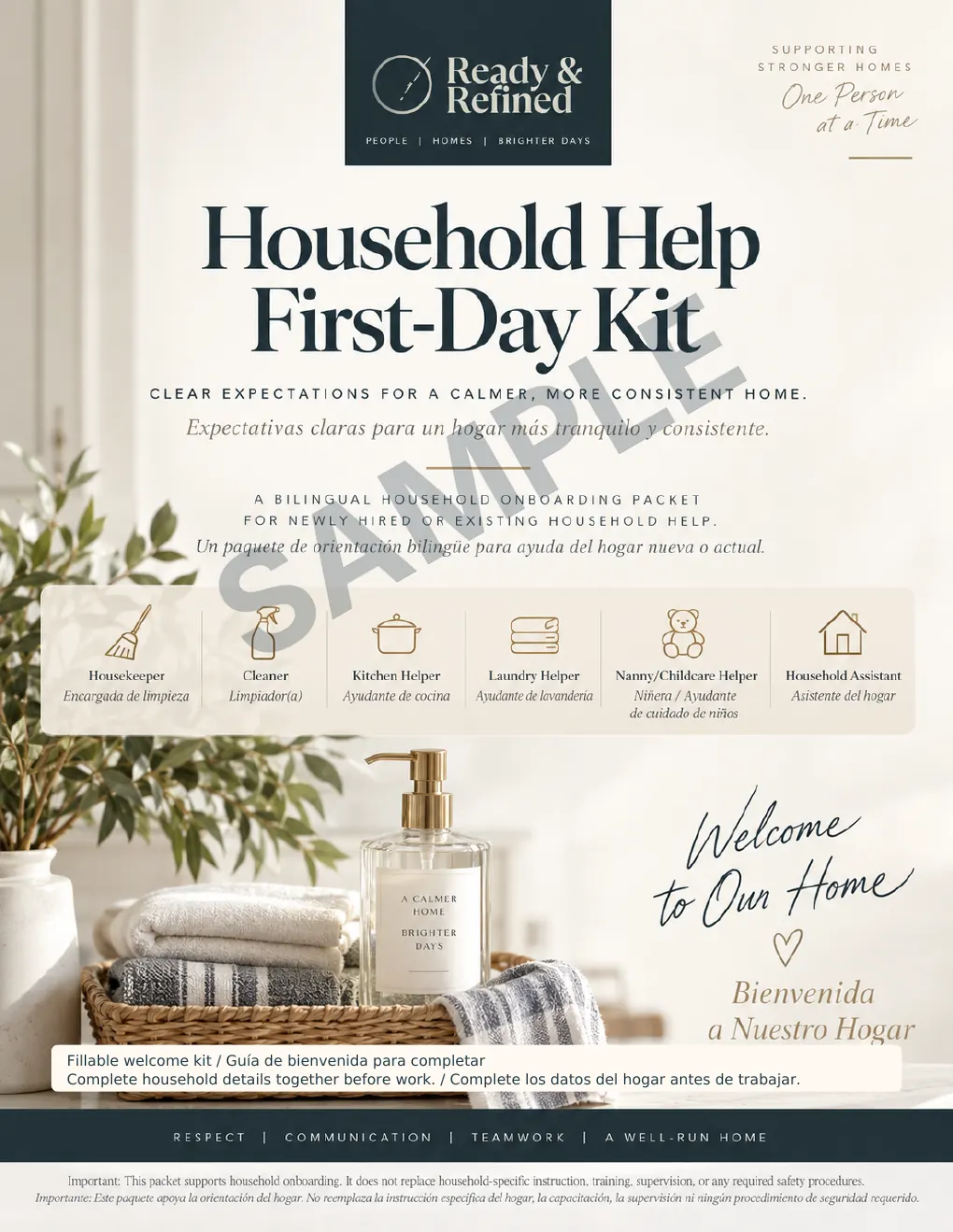Sample page 1 of 3 from Household Help First-Day Kit: Cover